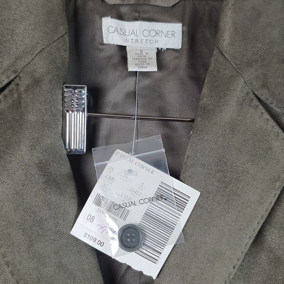 VTG Casual Corner 2 Piece Pant Suit Blazer Sz  8 + Pants Sz 10 Olive Green NWT - Picture 6 of 11